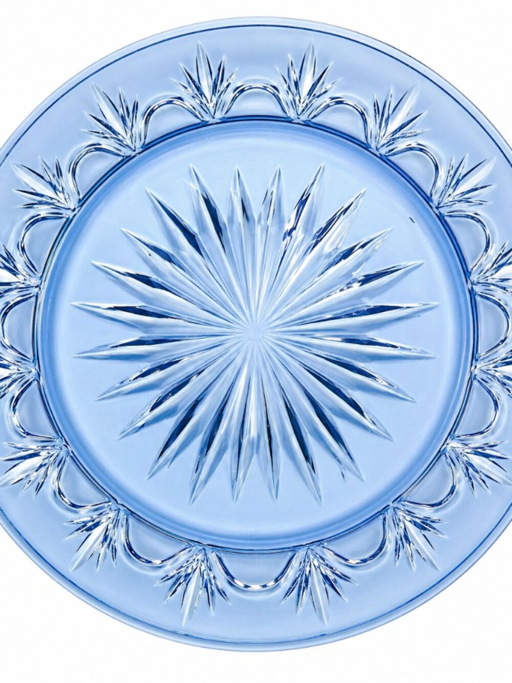 DP-05-Vintage Blue Glass Plate Starburst Pattern Retro Table Decor Collectible S - Picture 8 of 10